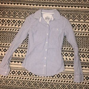 Juniors Long sleeve button up stripe shirt